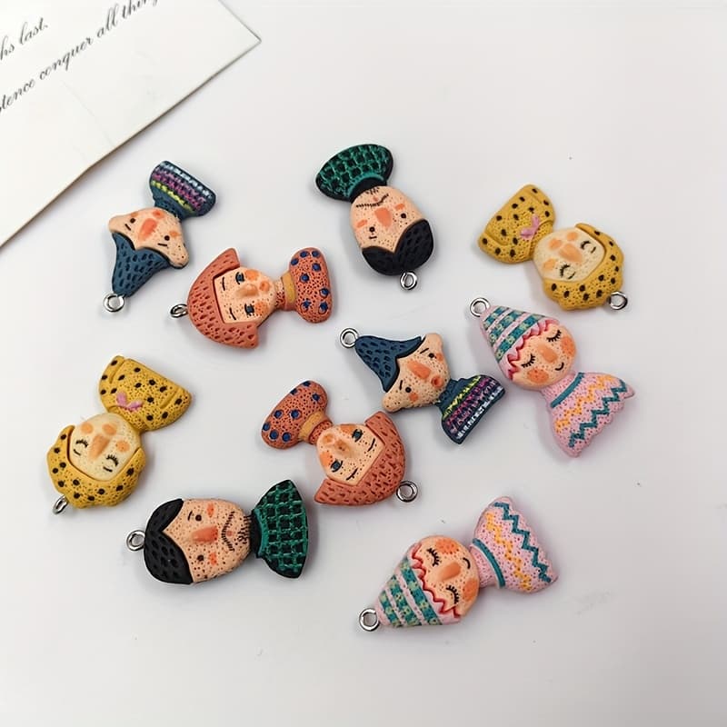 TEMU 2d Flat, 10pcs Pattern Random Send Cartoon Graffiti For Man Women Character Charms For Jewelry Making Findings Funny Pendant Flatback Diy Earrings