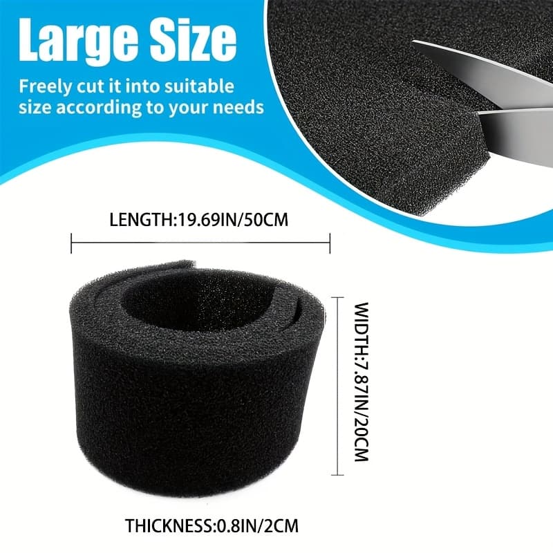 TEMU Black Aquarium Filter Sponge, Easy To Cut, Water Purification Filter Material, Very Suitable For Medium-sized Fish Tanks And Pond Aquatic Organisms