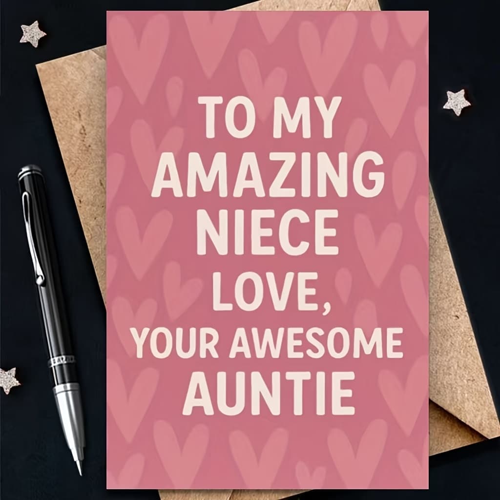 TEMU 1 Greeting Card For Niece From Aunt - A Perfect Gift For Birthdays, Graduations, Or Special Occasions. And Gratitude To Your Amazing Niece With This From Your . Includes Envelope + Greeting Card