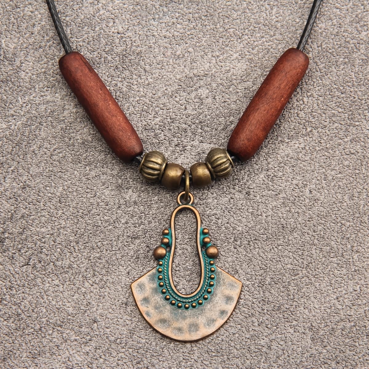 TEMU 1 Vintage Elegant Hoop Pendant Long Necklace, Bohemian Ethnic Beaded Necklace, Unisex Couple Necklace For Daily Wear, Gift For Sisters And Mothers, Birthday Gift, Valentine's Day Gift