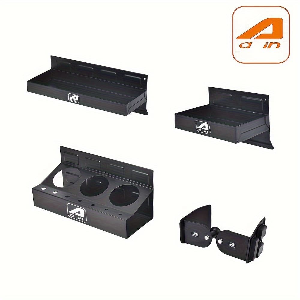 TEMU Aain Magnetic Toolbox Tray Set, Tool Box Holder Accessories Magnetic Toolbox Shelf, Tray, Paper Towel Holder, 4-piece Set, Black, Of Use,