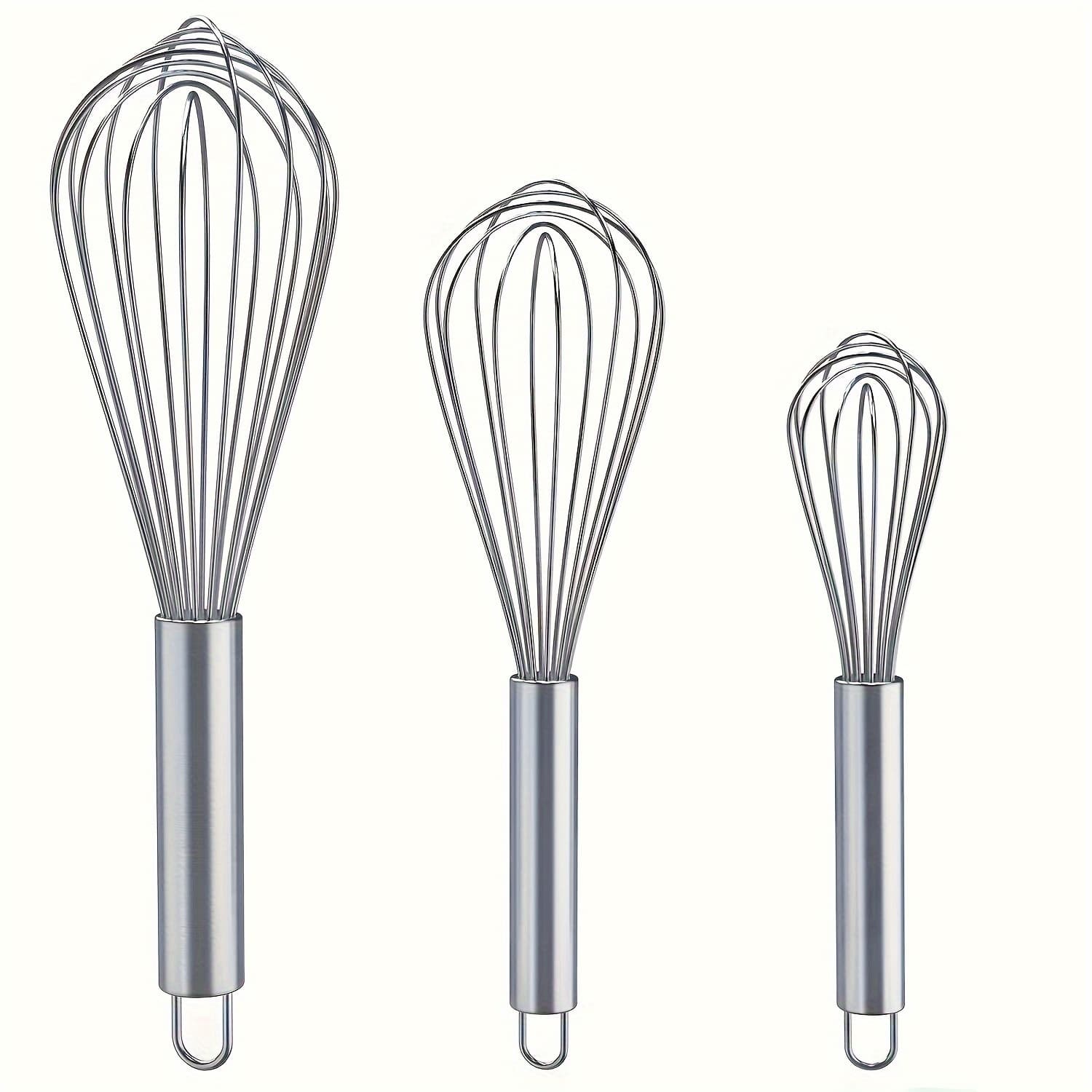 TEMU 3pcs Manual Kitchen Hand Blenders Eggbeater For Whisking, Beating, Stirring - Durability Balloon Whisk Kit, Food Grade, Easy To Clean, - No Battery Required