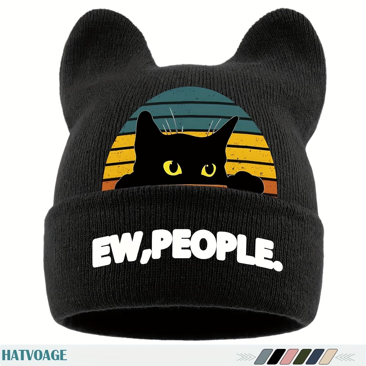 TEMU 1pc Unisex Winter Beanie Hat With Kitten Ears - Thick Plush Ear Flaps, Breathable & Stretchy Suitable For Outdoor Activities, Christmas Gift For - Soft Warm Cat Ear Beanie