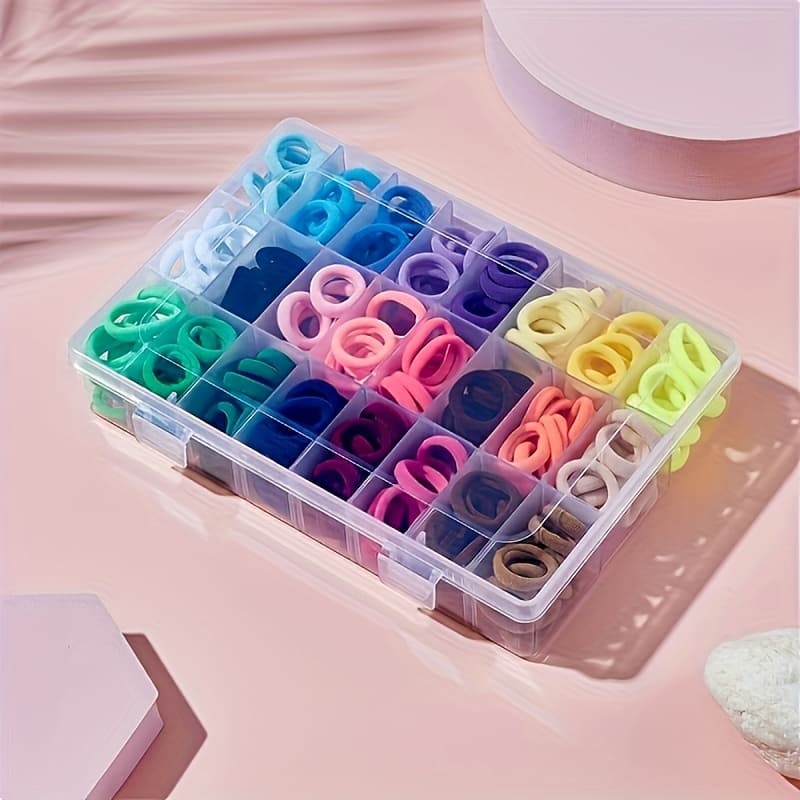 TEMU 288pcs Multicolor Hair Ties , 24-color Non-damaging High Elastic Candy-colored Seamless Towel Circle Hair Bands Suitable For Daily Wear, With Detachable Storage Box