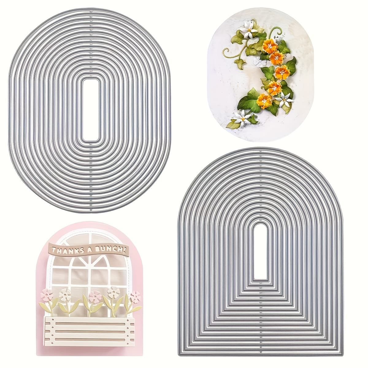 TEMU Set Of 2 Arch Metal Die Cuts And Oval Border Die Cuts - Ideal For Crafting Cards, Metal Cutting Dies Are Perfect For Embossing Paper And Are Great Supplies For Scrapbooking And Albums