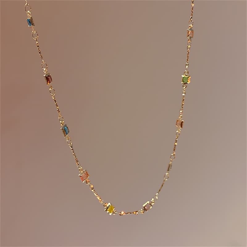 TEMU A Single Piece Of Bohemian Vintage-inspired Square Natural Stone Necklace For Women Featuring An Elegant And Design, Perfect For Summer Wear Around