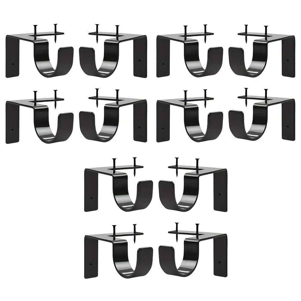 TEMU 4/8/12pcs No Drill Curtain Rod Brackets, Adjustable Metal Heavy Duty Curtain Rod Holders, Screwless Curtain Rods Hooks For Home