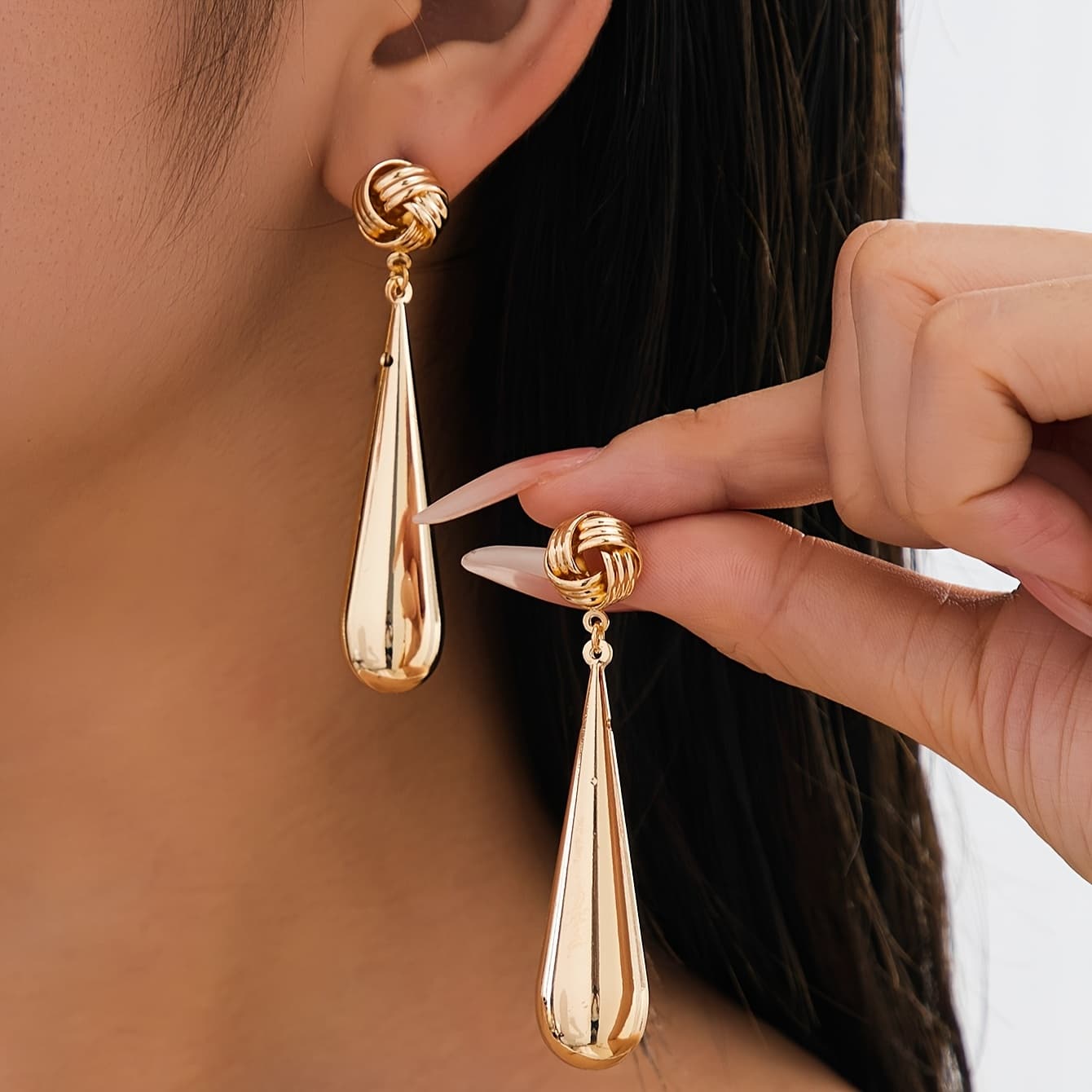 TEMU 1 Pair Elegant Bohemian Teardrop Dangle Earrings - Long Cascading Tassel-like Drop, Minimalist Large Statement For, Wedding, Party, Mardi Gras, Valentine's Day, Wear (), For Teenager