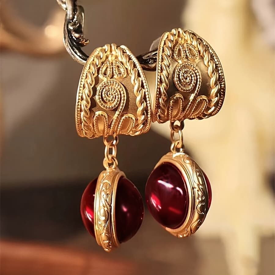 TEMU 1 Pair Of Western Style Vintage Prom Ladies Earrings