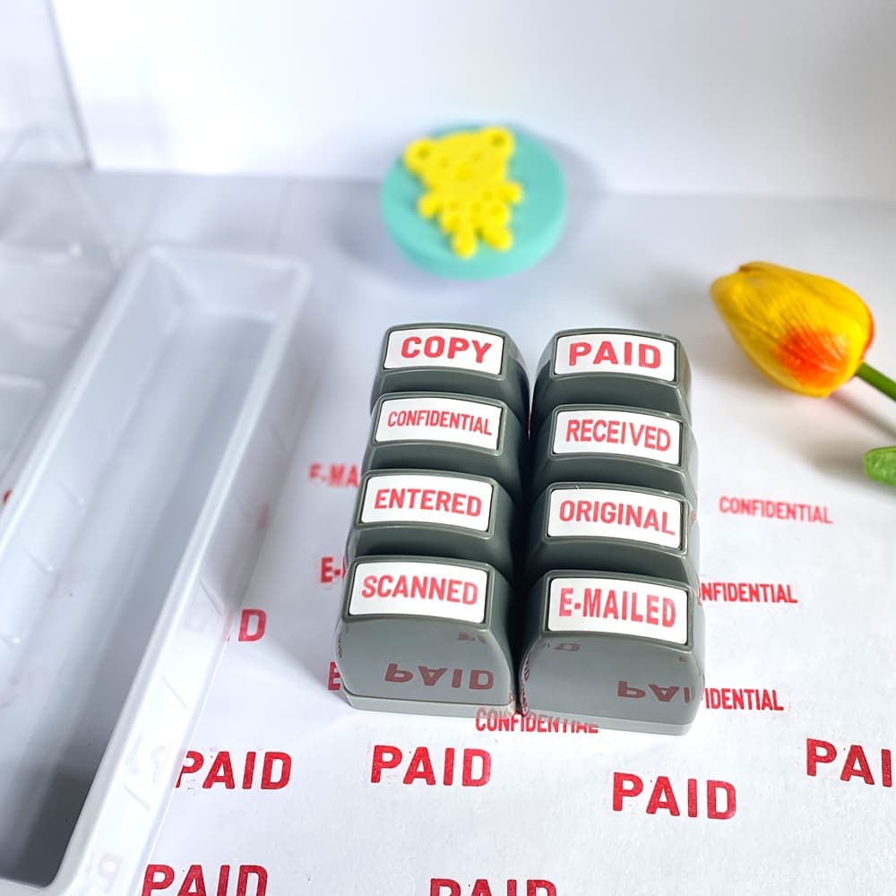 TEMU 8pcs English Financial Trade Combination Light-sensitive Stamps. : Copy, Paid, Original, E-mailed, Entered. Ideal For Office Use On Paid Documents, Sent , Copies