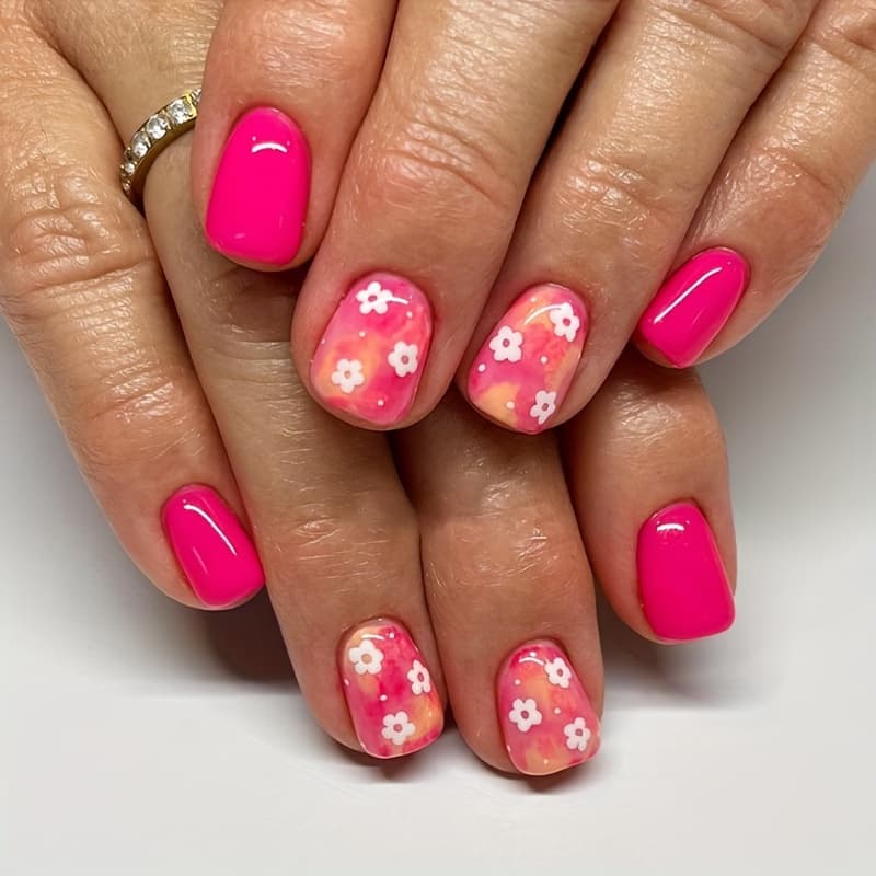 TEMU Short -catching New Year Red Flower Nail Art European And False Nails Finished Product Removable Nail Pieces