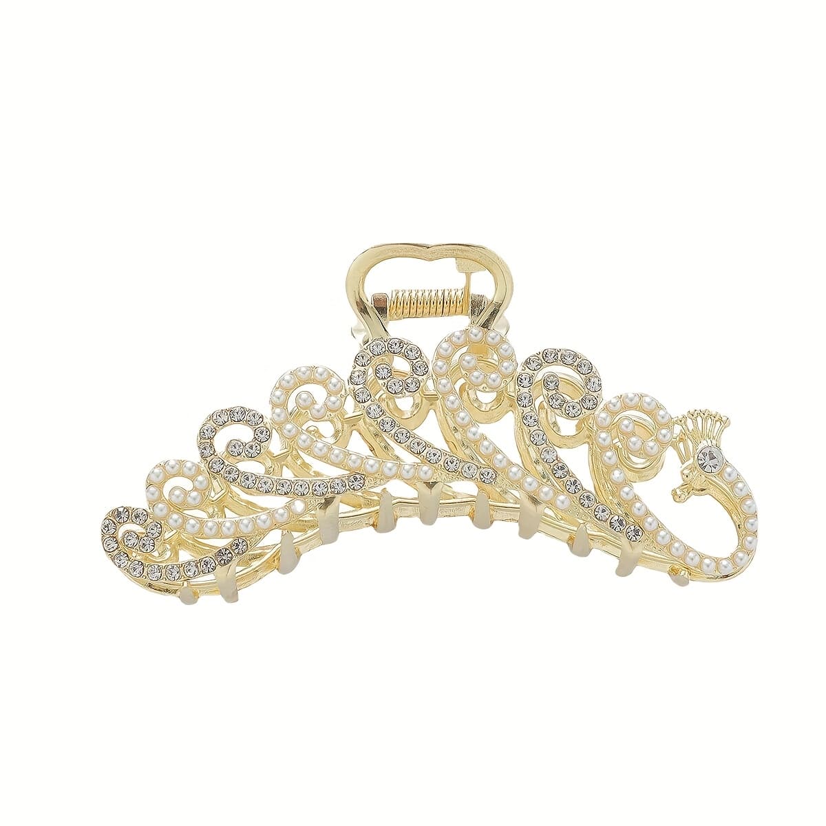 TEMU A Stylish And Elegant Peacock Headpiece With Pearls And Rhinestones, Perfect For Summer, Designed For Sophisticated Updos And Hairpin Use