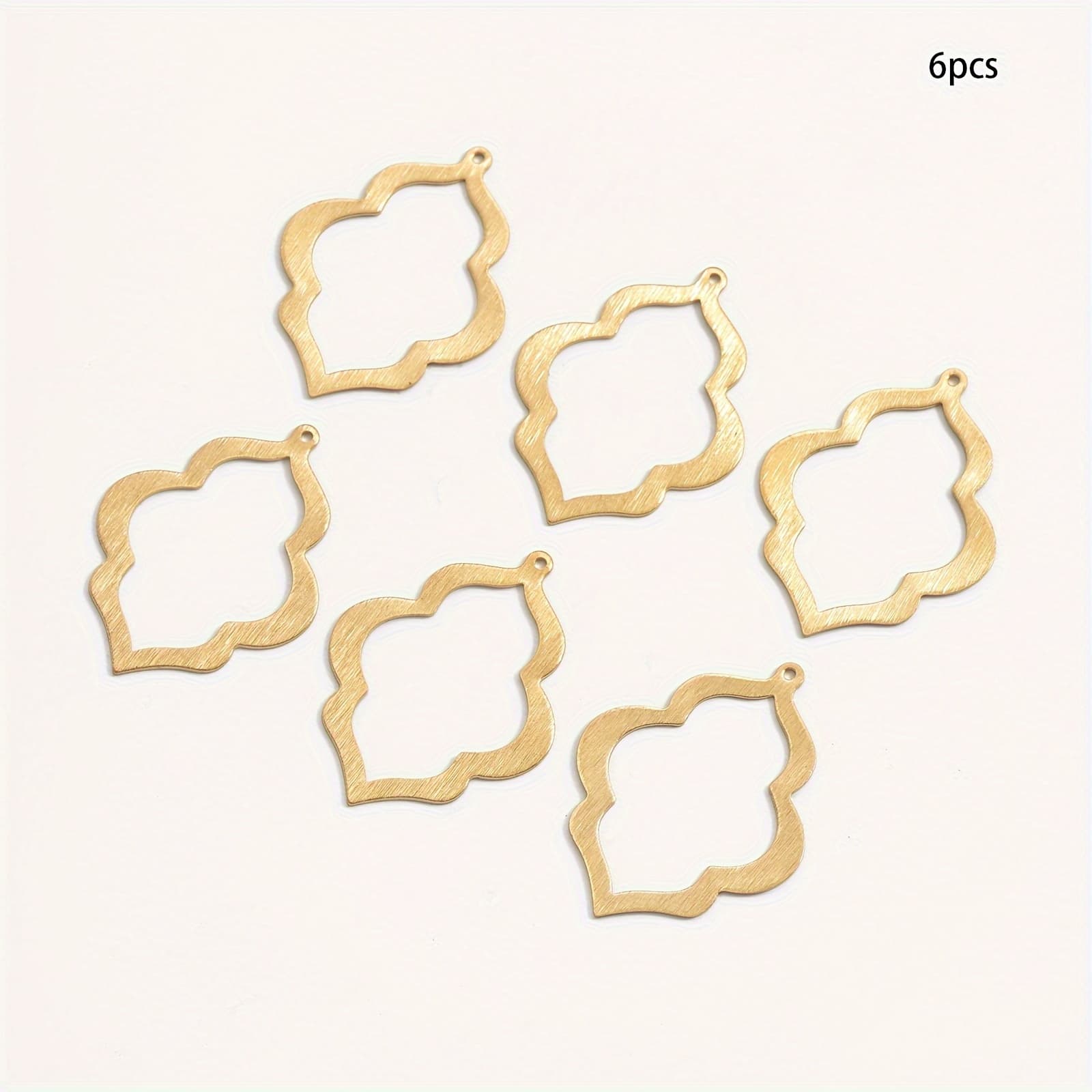 TEMU Set Of 6 Brass Single-hole Brushed Gourd-shaped Pendants, Minimalist Earrings, Necklace Charms, Stylish Additions For Jewelry Making