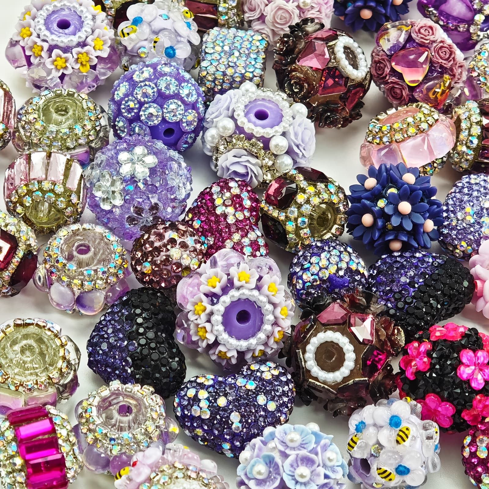 TEMU 10pcs Fflfuu 10pcs/piece Large-hole Resin Beads Suitable For Diy Crafts - 3d , Glittering Handmade Beads With Large Holes For Bracelets, Necklaces, Bag Charms, Clothing Accessories (purple-)