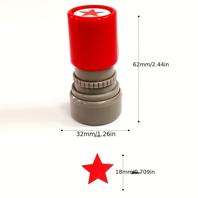 TEMU 1pc Round Teacher Stamp With A Design In Red Ink