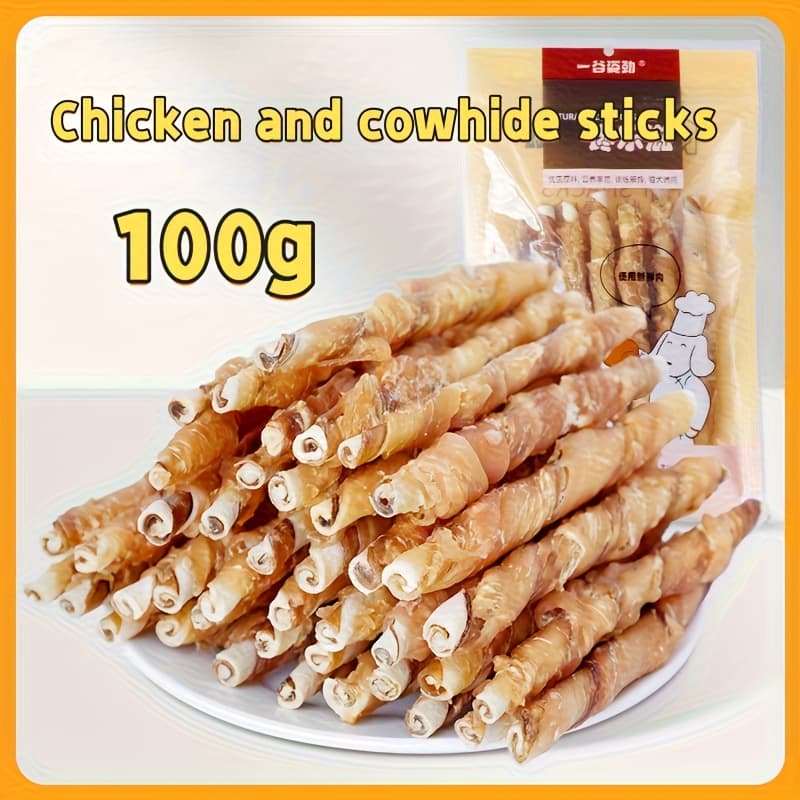 TEMU Treats For Dogs Made From Chicken And Duck Meat In Cowhide, Designed To Be Tough And Help Keep Teeth Clean