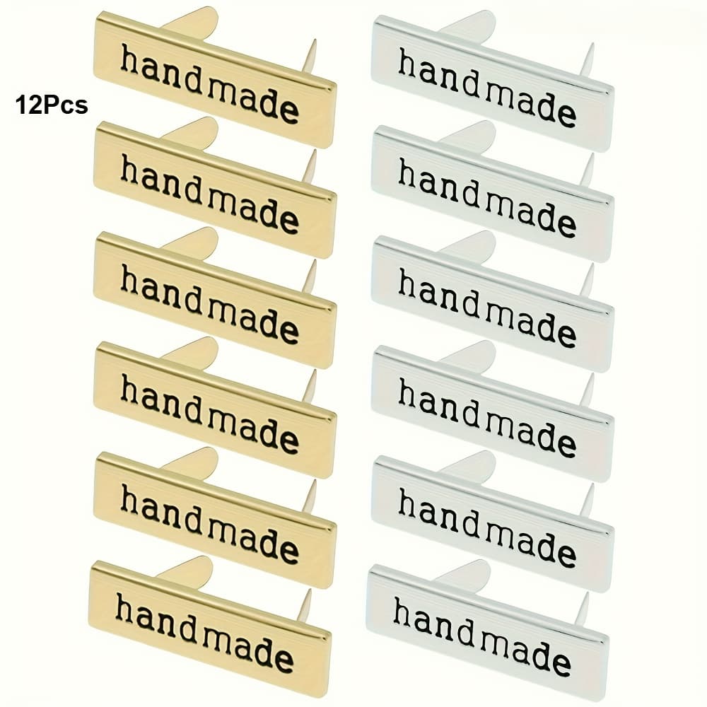 TEMU 12pcs Handmade Metal Letter Labels For Diy Wallets, Bags, Hats, Clothing, Sewing Accessories, Multifunctional Rectangular Labels, Diy Wallet Making Accessories, Diy Wallet Making