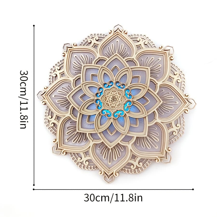 TEMU Usb- Changing Wooden Mandala Night Light With Wall Bracket - Color-changing Bedside Lamp Suitable For Bedroom, , - Wood, Usb- (no Batteries/ Not Included)