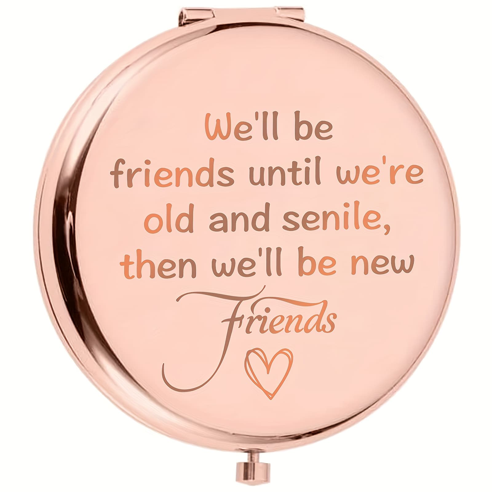 TEMU Rose Golden Portable Compact Mirror, Portable Vanity Mirror With Slogan - Gifts For Women Sisters Friendship Birthday Christmas Graduation Gifts
