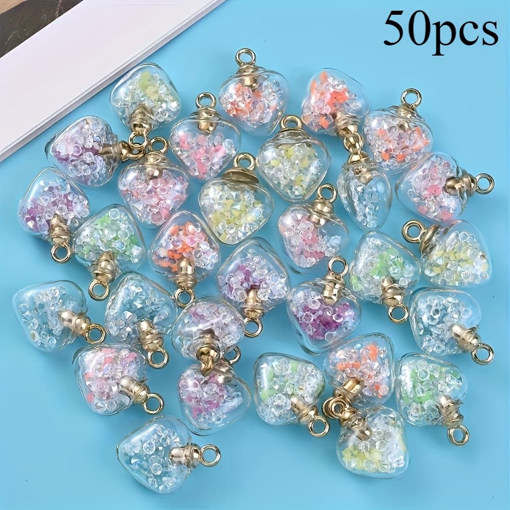 TEMU 50pcs Heart Colorful -the-dark Charms, Suitable For Diy Earrings Necklace Pendants, Charm