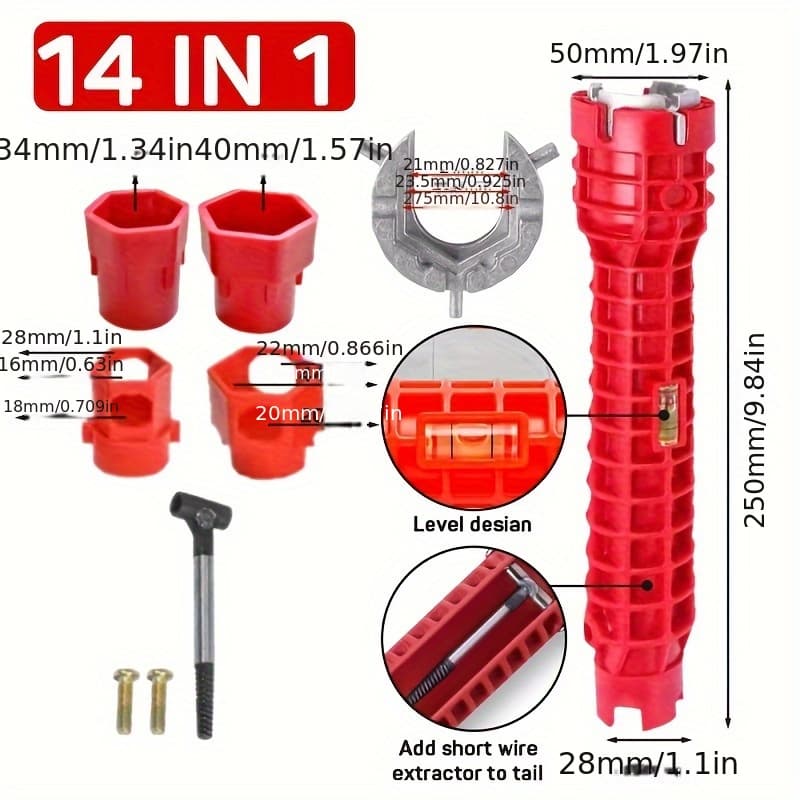 TEMU 14-in-1 Sink Repair Wrench - For Kitchen And Bathroom Plumbing Maintenance