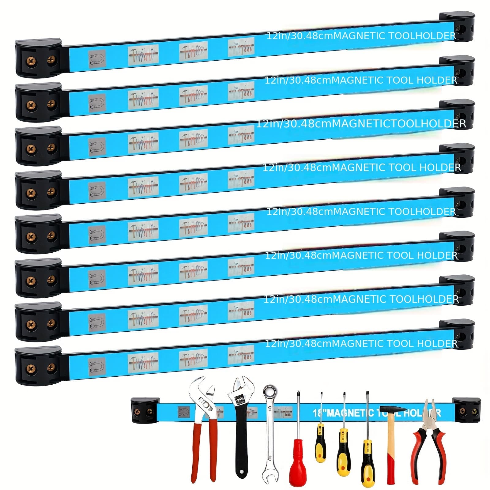 TEMU 12-18 Inch Tool Rack Set - 8pcs Tool Bar Hardware Tool Kitchenware Iron Product Storage, Suitable For Tool Rooms, Furniture, Kitchen Tool Storage