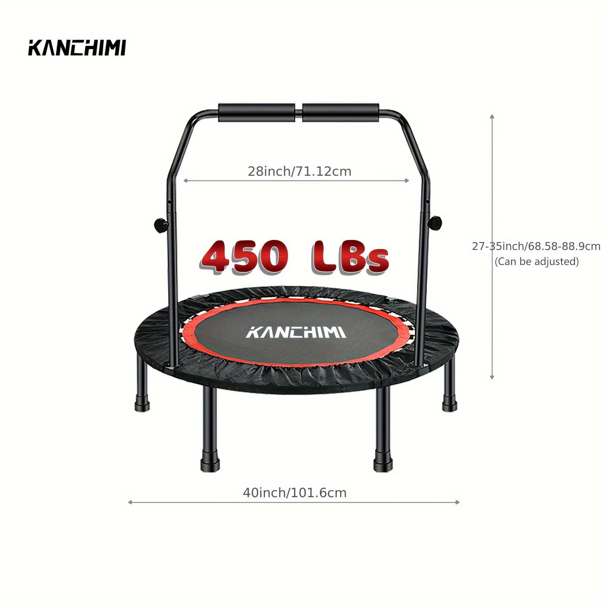 TEMU 40" Folding Mini Fitness Indoor Exercise Workout Rebounder Trampoline With Handle, 450lbs