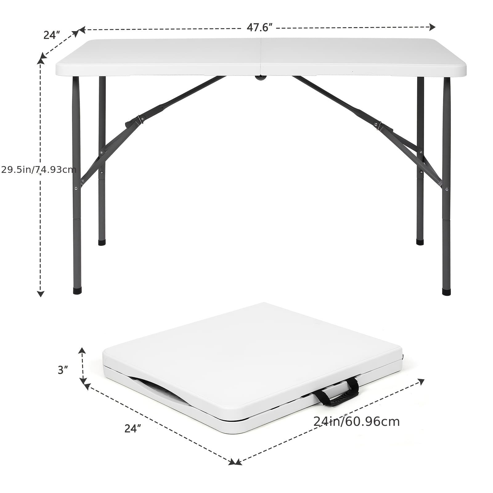 TEMU 4ft/6ft Plastic Folding Table, Portable Dining Table Indoor Outdoor With Carrying Handle, Locks, Picnic Table -white