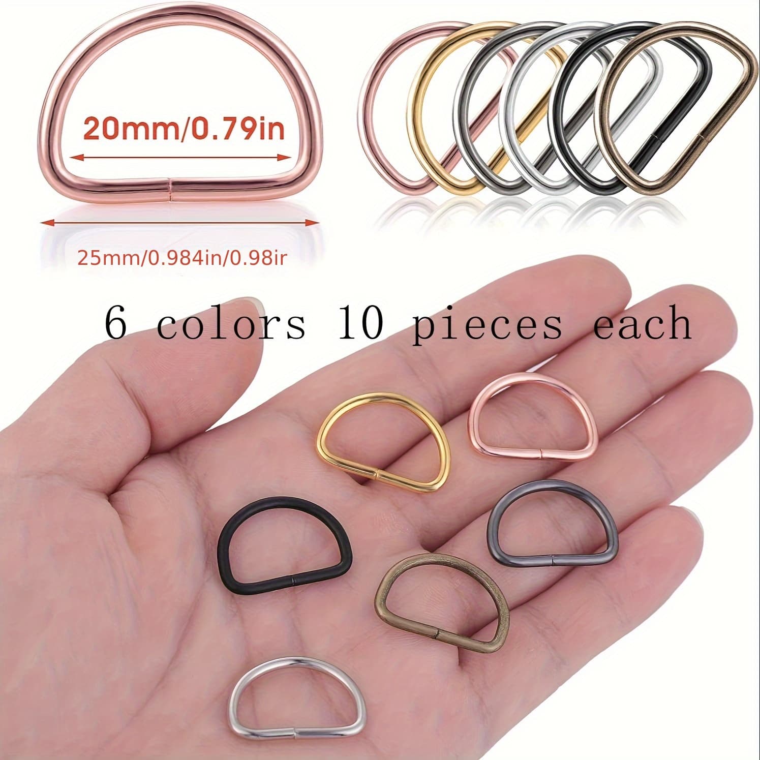 TEMU 60pcs Exquisite Metal D-shaped Ring Loose Diy Keychain Pet Collar Making Accessories Creative Gift Making