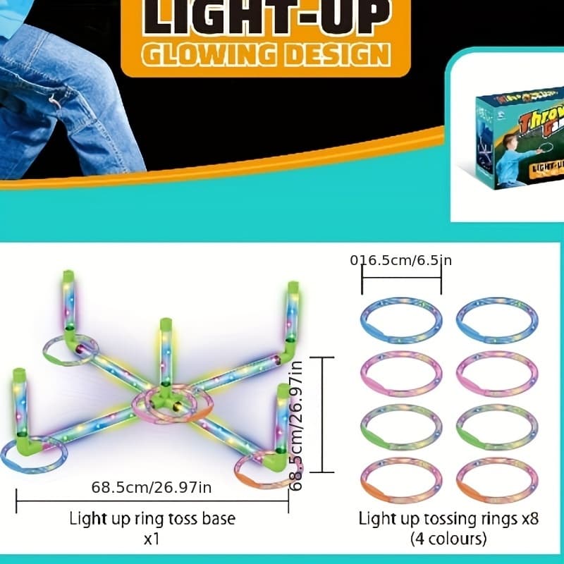 TEMU Glow Ring Toss Led Ring Toss Outdoor Game Lawn Games For Family & Parties, For Kids, Indoor & Outdoor Educational Puzzle, Fun Competition For Kindergarten Children