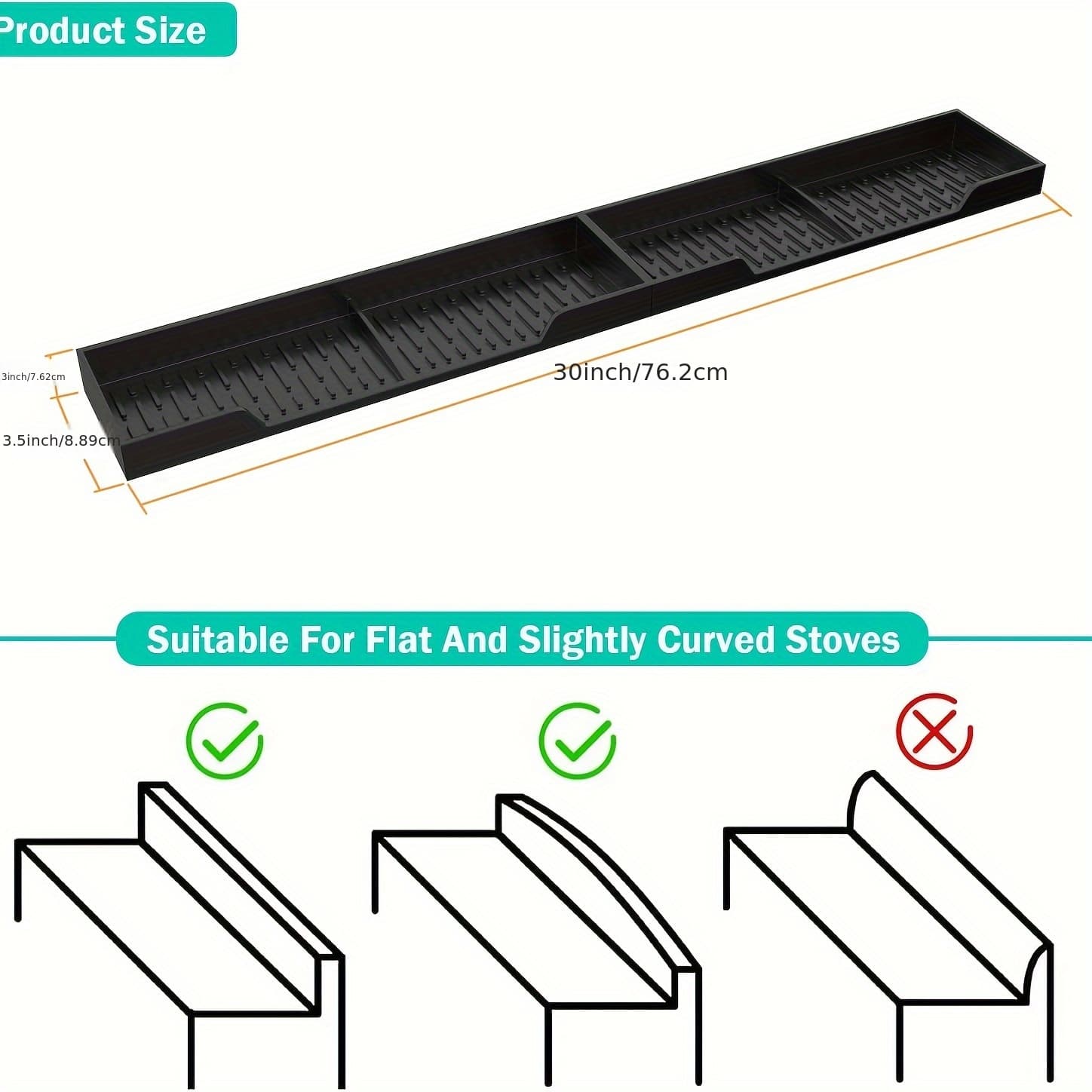 TEMU 30-inch Silicone Stove Organizer Rack With Strong Suction Cups, Heat-resistant And Safe For Dishwashers, Suitable For Restaurants And Home Kitchens.