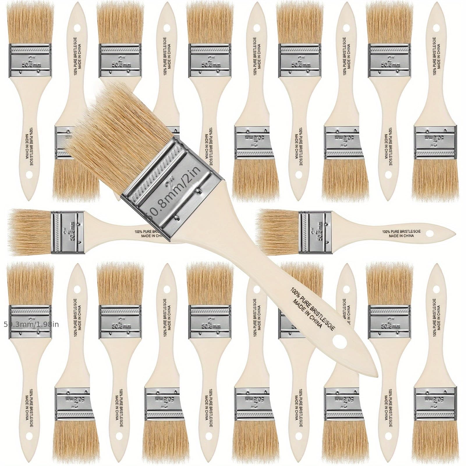TEMU 2-inch Disposable Chip Brushes, Bulk Natural Bristle Paint Brushes For Glue, Varnish, Wood Stain, Furniture Painting, Wall Painting - Durable Wood And Metal Handle, Paint Brushes, Cheap