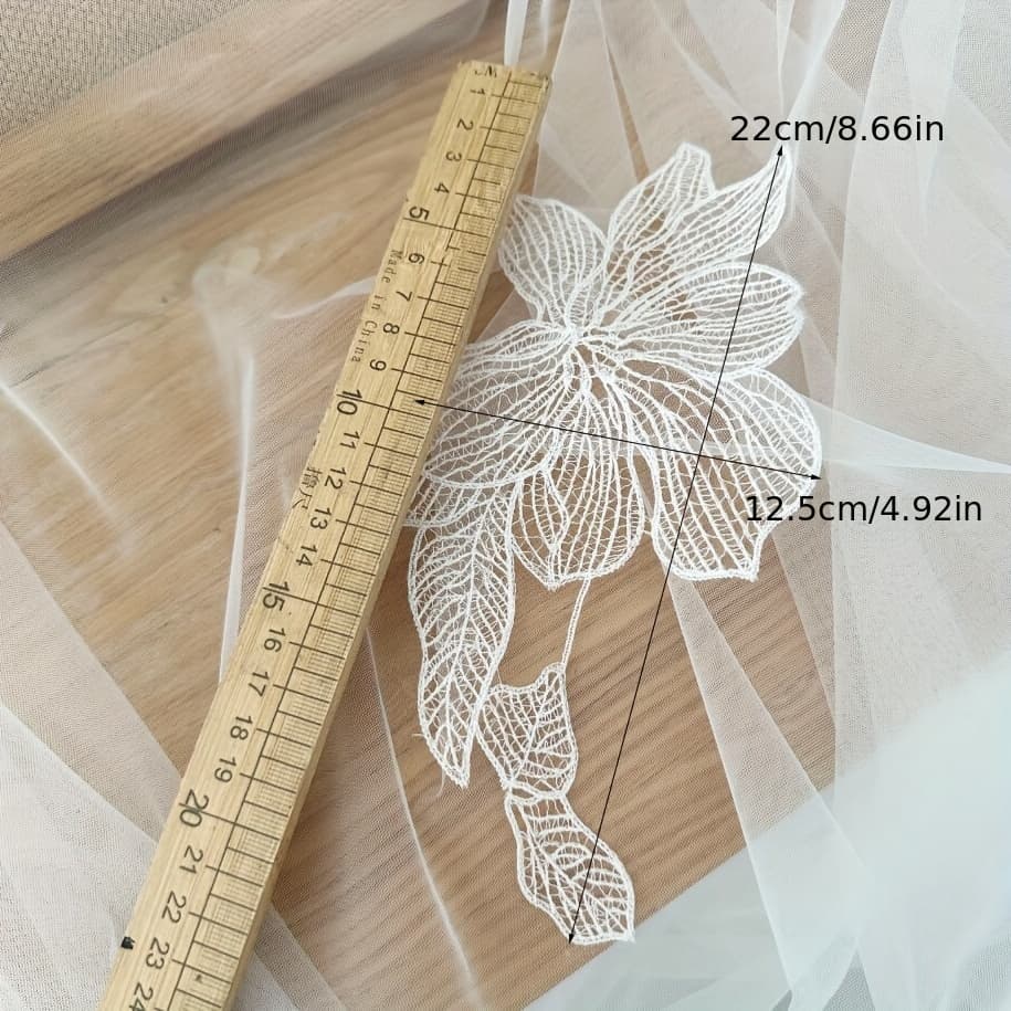 TEMU 5 White Lace Flower Fabric Patches For Wedding Dress Decoration