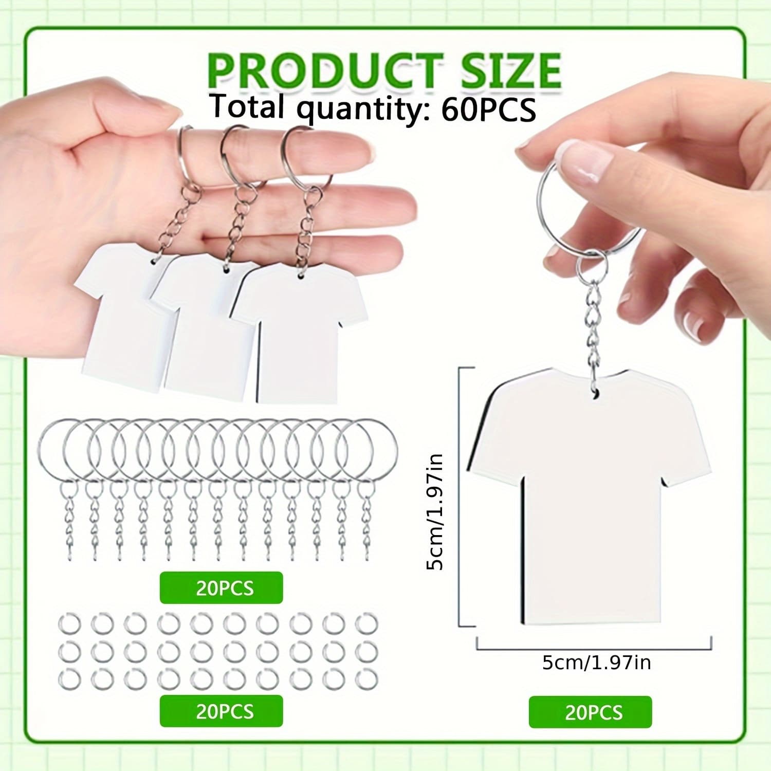 TEMU 60pcs Thermal Sublimation Clothing Shape Keychain Set, Including Key Chain Links, Jump Rings, Heat Transfer -made Keychain Additions