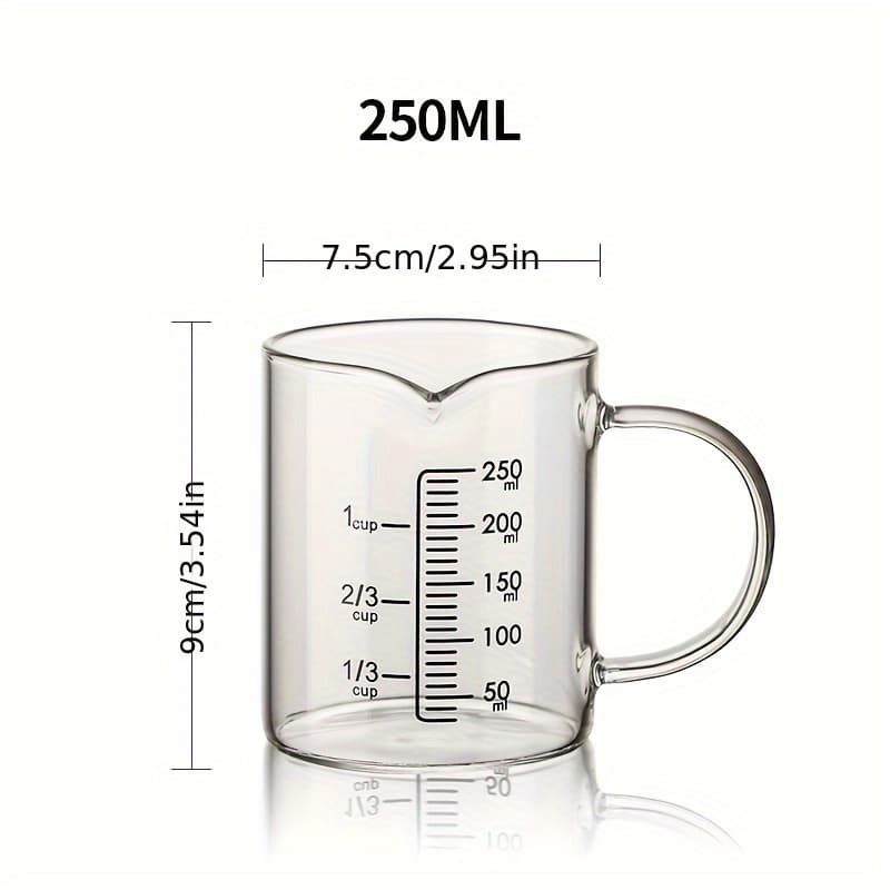 TEMU 1pc High Temperature Resistant Glass Measuring Cup, Home Baking With Handle, Graduated Cup, Milk Juice Measuring Cup, Transparent Glass Water Cup