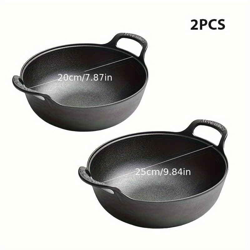 TEMU 2pcs Cast Iron Soup Pot - 20cm And 25cm, Pots Set, Safe Cookware With Handles For Kitchen Cooking, Suitable For Indoor & Outdoor Use, Kitchen Accessories