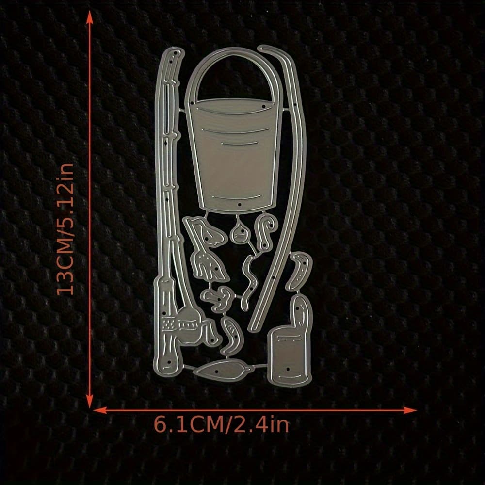 TEMU Fishing Pole Metal Cutting Dies Diy Paper Cards Embossed Craft Die Album Template Stencil Decoration
