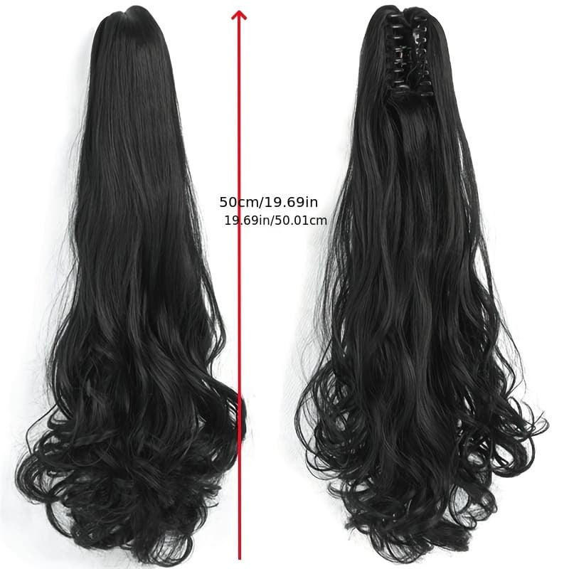 TEMU 1 Elegant Women's Synthetic Deep Wave Grab Style Hair Clip, Ponytail Wig, Wave Long Curly Hair Suitable For Daily Use