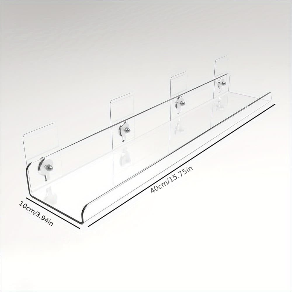 TEMU Vinyl Hanging Shelf, Freestanding, Bathroom, Transparent, , No Drilling Required, No Golden Pipes, With 2 Installation Options, Wall-mounted, Shelves