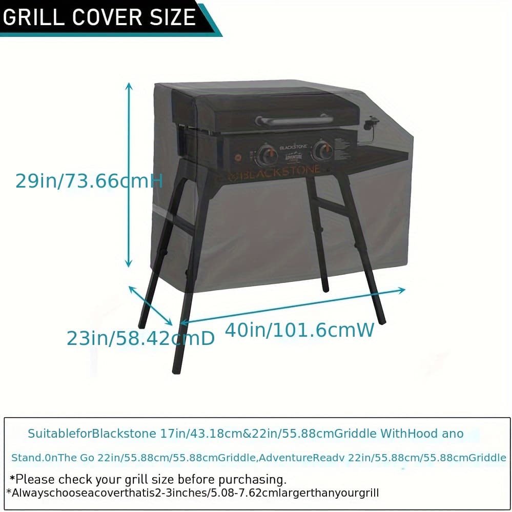TEMU 1pc 210t Polyester 22 Inch Griddle Cover-bbq Accessories For Blackstone 22" Outdoor Flat And Other Similar 22in Griddle With Drawstring, Black, Heavy Duty Gas Grill Cover