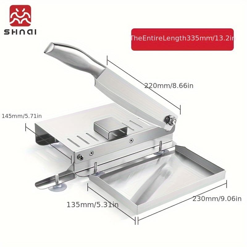 TEMU Stainless Steel Manual Slicer Meat Cutter Cutter Slicing Knife Easy To Clean Stainless Steel Manual Meat Cutter Suitable For Beef, Vegetables And Bones, Gadget