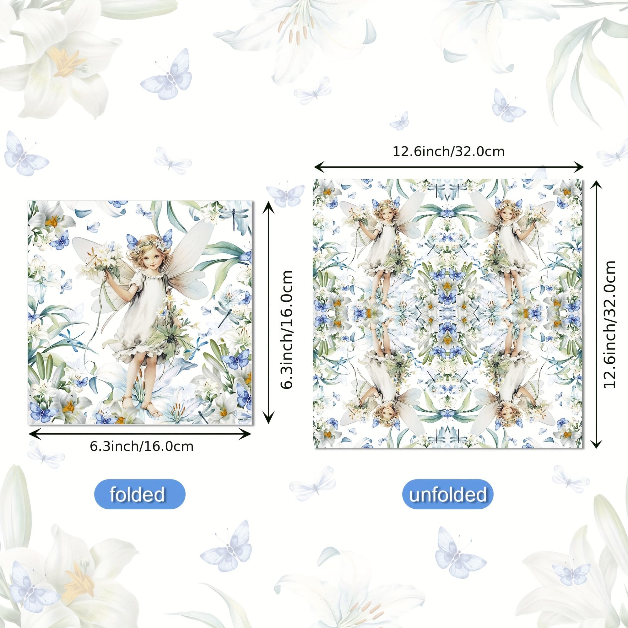 TEMU 20pcs Elf Flower Fairy Pattern Paper Guest Napkins For Holiday Tissue Party Disposable Paper Napkins For Holiday Dinner Birthday Wedding Party Supplies