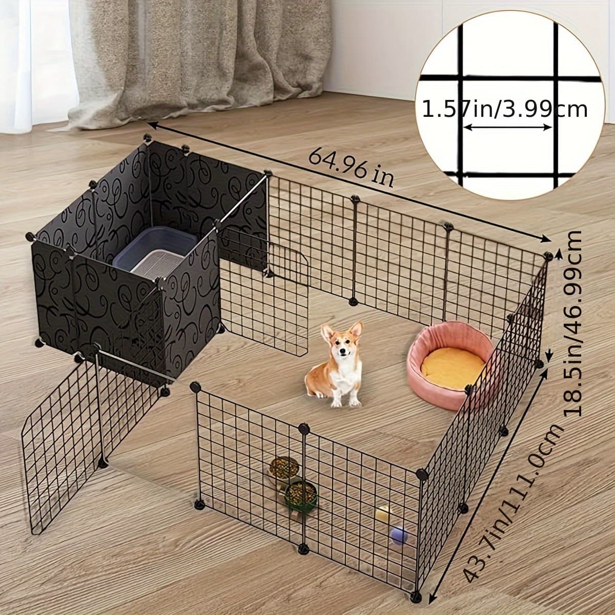 TEMU Spacious Dog Fence Kit: Secure And Flexible Pet Enclosure For Small Pets