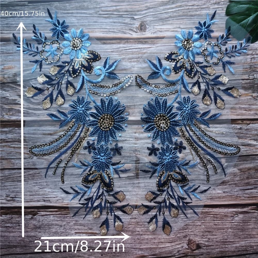 TEMU 1pc Lace Embroidered Floral Cloth Patch Wedding Dress Decor Appliqué
