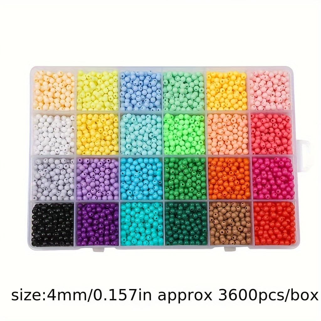 TEMU 24 Grid 3600 4mm Macaron Rice Beads Halloween Colored Acrylic Round Bead Bracelet Bead Set Box Handmade Bracelet Earring Accessory Material Package