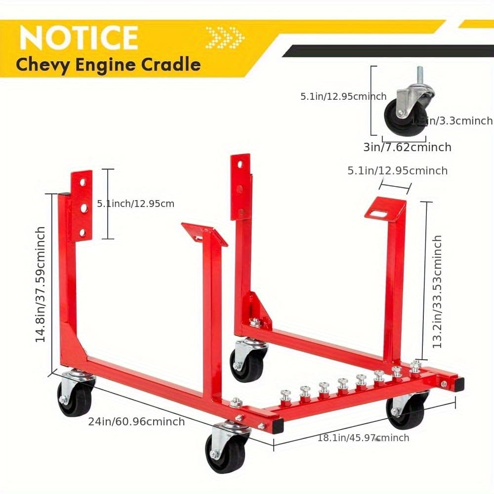 TEMU 1000 Lb Capacity Heavy Duty Engine Cradle Stand With Wheels - For Vehicles, Red
