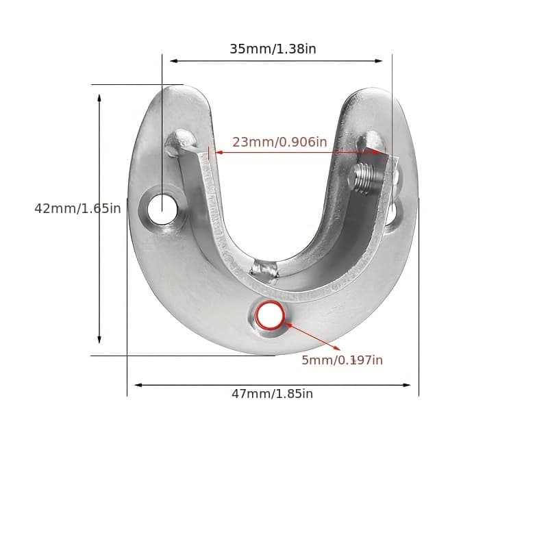 TEMU 19/22/25mm Stainless Steel U-shaped Wardrobe Rail Bracket Stainless Steel Rod Socket Flange Rod Holder Curtain Rod Holder Bathroom Curtain Tube Fixing Seat