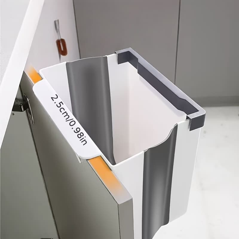 TEMU Space-saving New Foldable Wall Mounted Trash Can Does Not A Lid- 10l Large Capacity, Suitable For Kitchen, Bathroom, Bedroom And Office, Car, Rv And Other Multi-scenes - White Graywithout A Lid
