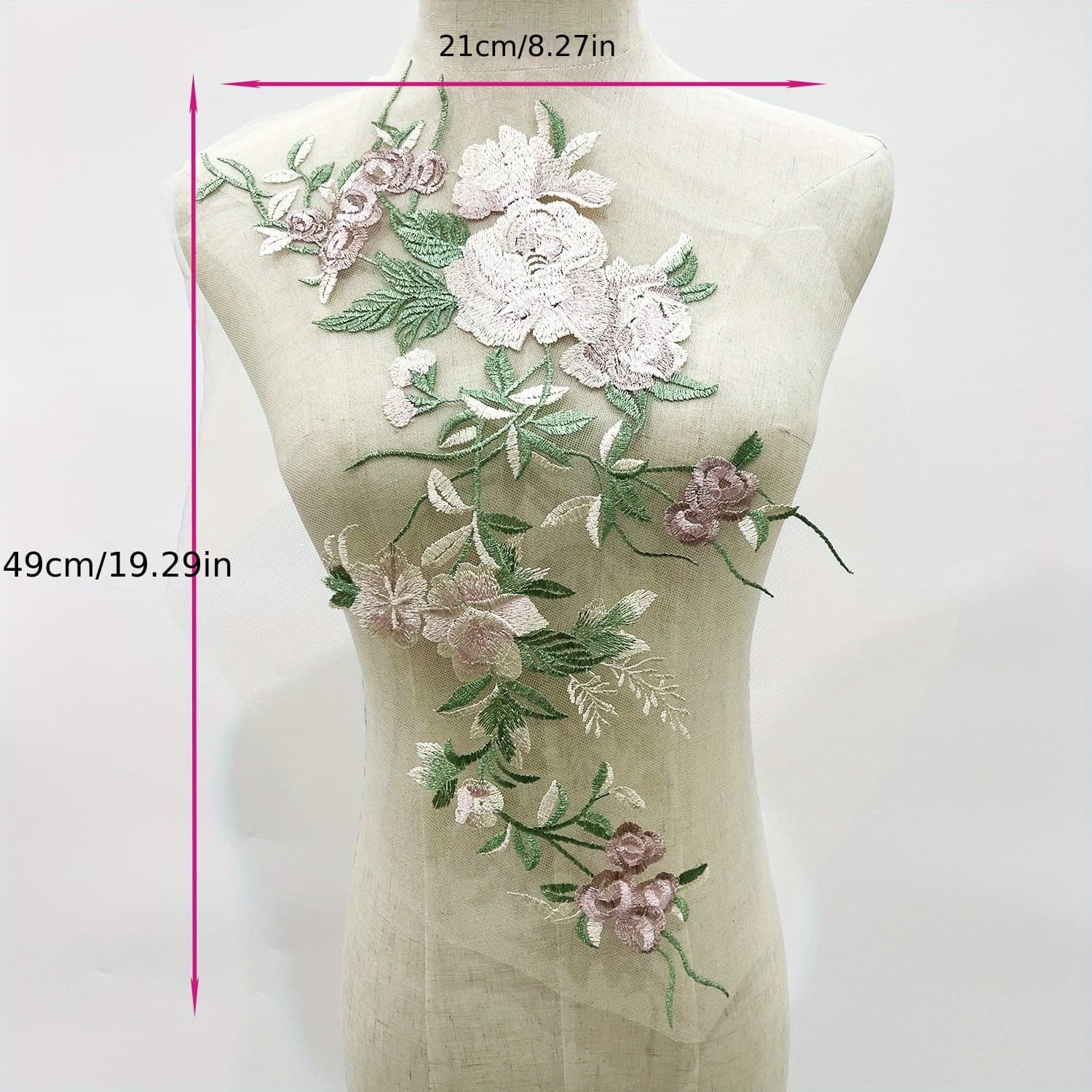 TEMU A Lace Embroidered Fabric Patch For Wedding Dresses, Featuring Floral Designs And Decorative Appliqués