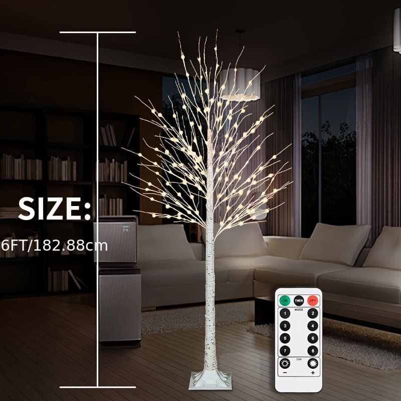 TEMU 6ft/5ft/3ft/2ft Artificial Birch 6ft Tree Lights For Indoor Decoration, Halloween, Easter, Christmas, New Years Major Festival Scene, Festival Tree Lights 8 Function Usb Power Conversion